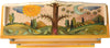 Short Bookcase –  Elegant and neutral bookcase with tree of life motif and colorful block icons