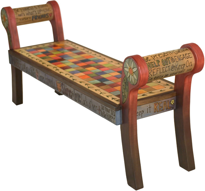 Rolled Arm Bench |Colorful Checks