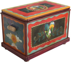 Chest –  Beautiful handcrafted storage chest with sun and moon and heart home motifs