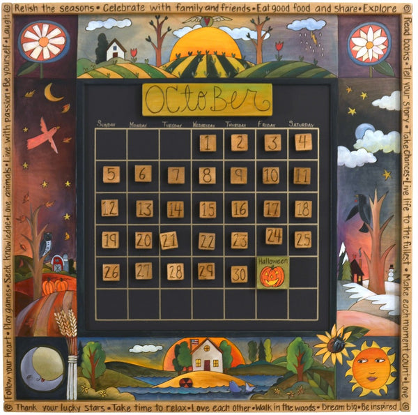 Large Perpetual Calendar –  Rich and playful calendar with four seasons landscapes and floral motifs
