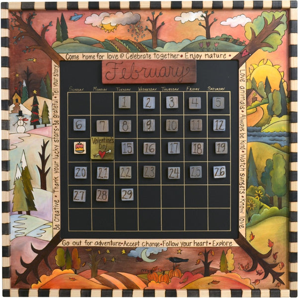 Large Perpetual Calendar –  "Come Home for Love" perpetual calendar with scenes of the four seasons motif