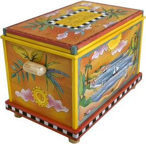 Chest –  "My Treasures" chest with beach and lake motif