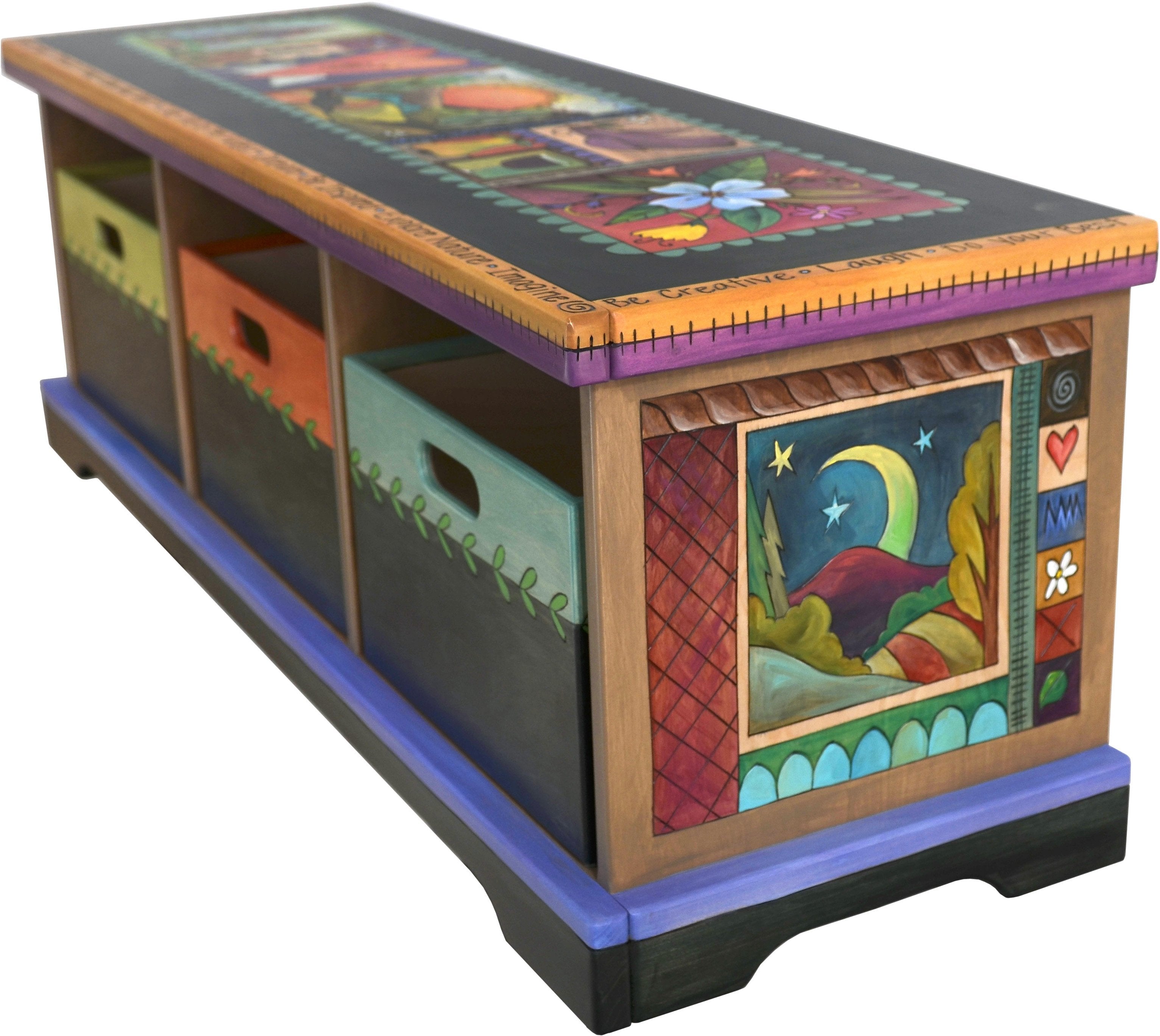Storage Bench with Boxes –