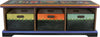 Storage Bench with Boxes –  "Cherish Family/Treasure Friends" storage bench with boxes with sun and moon over the mountains motif