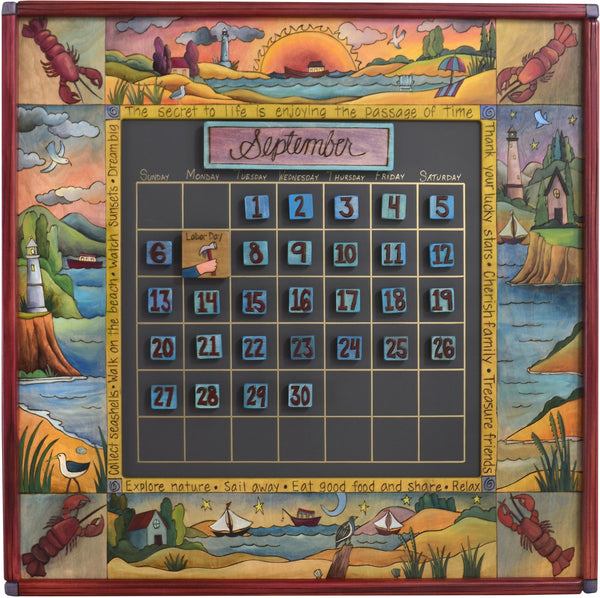 Large Perpetual Calendar –  Beautiful coastal themed calendar with elegant hues