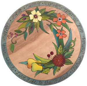 Sticks Handmade 20"D lazy susan with floral design and pears