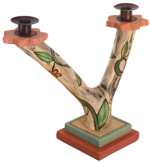 Double Candle Holder –  Beautiful birch candle holder with vine motifs
