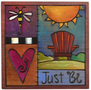 Sticks handmade wall plaque with "Just Be" quote and holiday theme