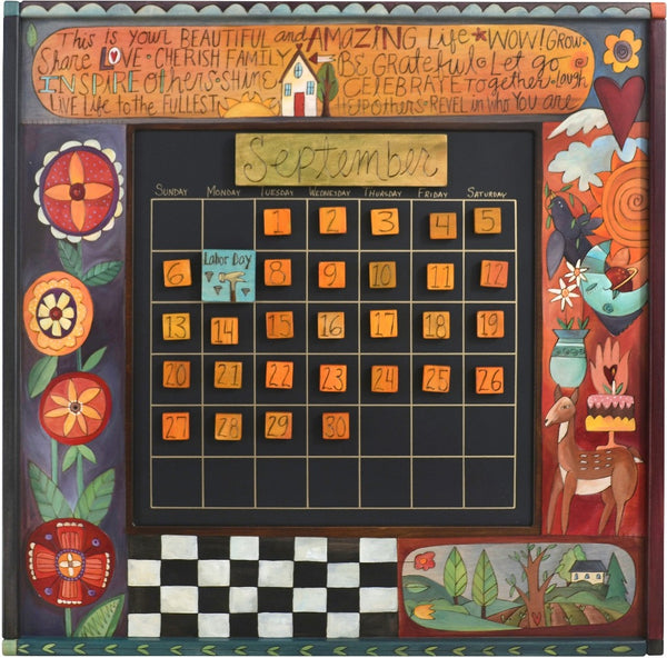 Large Perpetual Calendar –  "This is your Beautiful and Amazing Life" perpetual calendar with sun, moon and flower motif