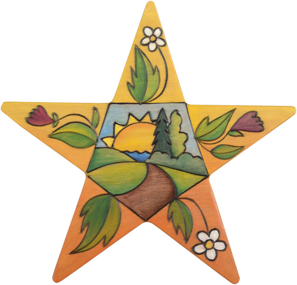 Star Shaped Plaque –  Landscape and floral themed star shaped plaque