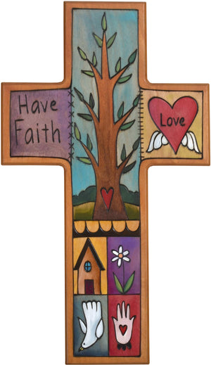 Cross Plaque –  Have Faith cross plaque with tree and heart motif