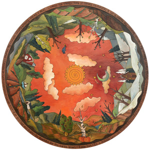Sticks handmade dining table with elegant four seasons landscape