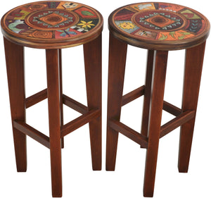 Round Stool Set –  Elegant and rich matching stools with colorful block imagery
