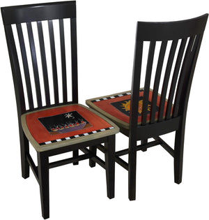 Fancy Pops Chair Set –  Elegant chair set with colorful block icons and black and white checks