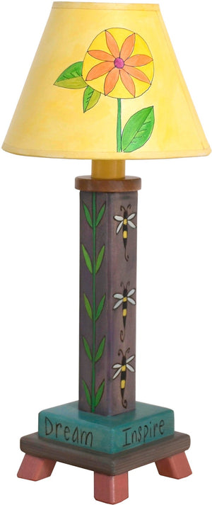 Milled Candlestick Lamp –  Beautiful contemporary floral lamp motif featuring bees buzzing about