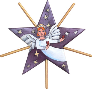 Tree Star –  Radiant Holy Angel motif on a royal purple background