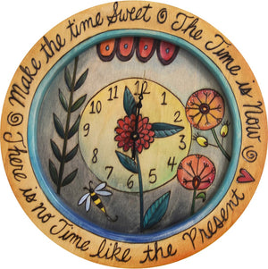14" Round Wall Clock –  A wall clock for garden lovers, "Make the Time Sweet"