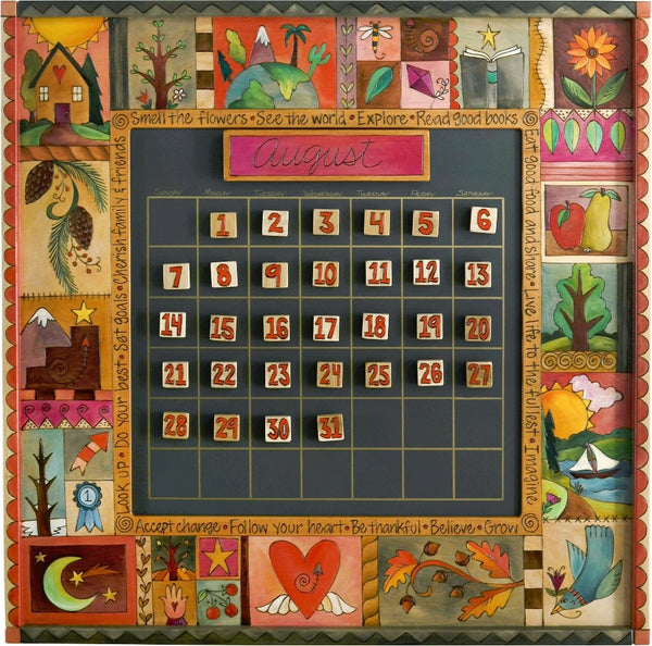 Large Perpetual Calendar –  "Smell the Flowers/See the World" perpetual calendar with home and sailboat motif
