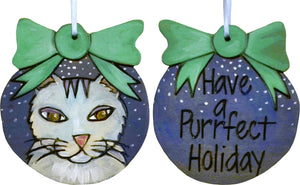 Ball Ornament –  Have a Purrfect Holiday ball ornament with cat motif