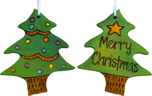 Christmas Tree Ornament –  "Merry Christmas" Christmas tree ornament with light green Christmas tree motif