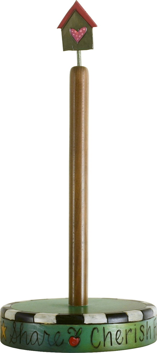 Paper Towel Holder –  Lovely folk art paper towel holder with choice of five finial icons