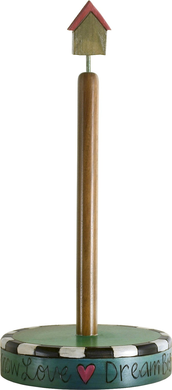 Paper Towel Holder –  Lovely folk art paper towel holder with choice of five finial icons