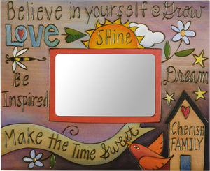Sticks handmade picture frame with inspirational words and imagery