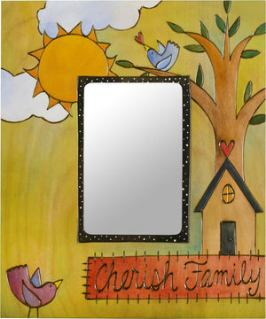 Sticks handmade picture frame with "Cherish Family" theme