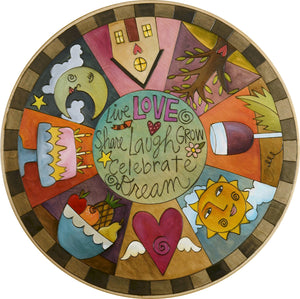 Sticks Handmade 20"D lazy susan with motivational words and imagery