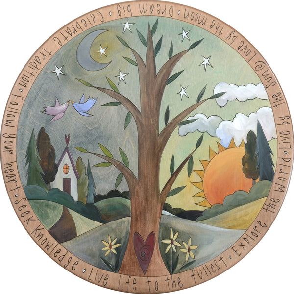 Sticks Handmade 20"D lazy susan with tree of life