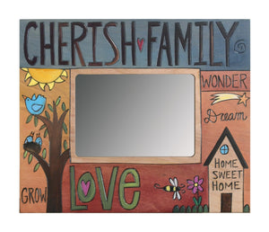 Sticks handmade 5x7" picture frame with cherish family motif