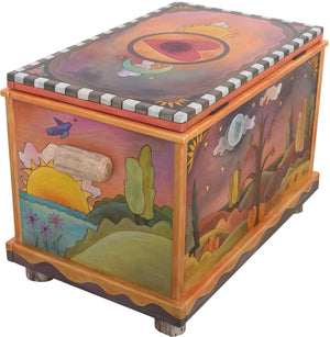 Chest with Drawer –  "Seasons Change but Family is Forever" chest with drawer with four seasons, sun and moon motif
