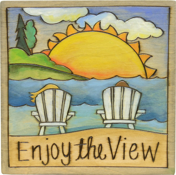 7"x7" Plaque –  Lovely sunrise at the beach plaque, "Enjoy the View"