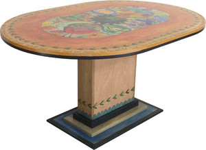 Oval Dining Table –  "At this Moment, At this Time, Life is Beautiful" dining table with bohemian motif