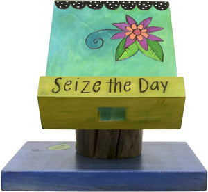 Cookbook and Tablet Stand –  Lovely and colorful recipe holder with floral motifs, "Seize the Day"