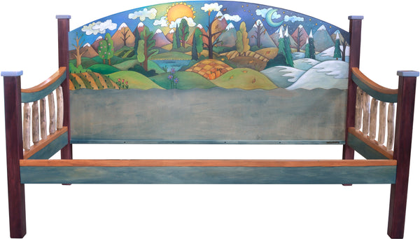 Daybed –  A beautiful mountainous four seasons landscape fills this daybed headboard
