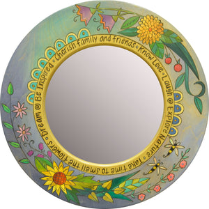 Small Circle Mirror –  Beautiful contemporary floral motif mirror