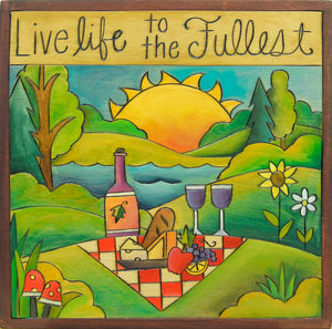 10"x10" Plaque –  "Live life to the fullest" picnic motif