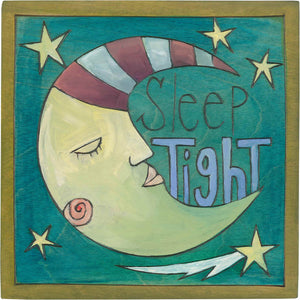 7"x7" Plaque –  "Sleep tight" written in a sleepy moon motif