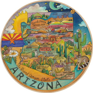 "Desert Dreams" Lazy Susan – "The grand canyon state" geographical Arizona state motif front view