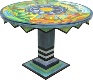 Vibrant celestial moon phase themed four seasons table motif