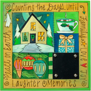 Christmas Countdown Plaque –  "Counting the days until..." crazy quilt countdown plaque in a green palette