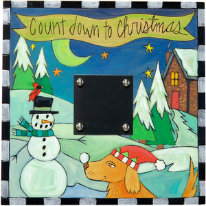 Christmas Countdown Plaque –  "Countdown to Christmas" plaque with a dog building a snowman