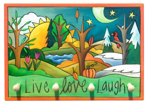 Key Ring Plaque –  Joyful "live love laugh" four seasons key ring plaque design