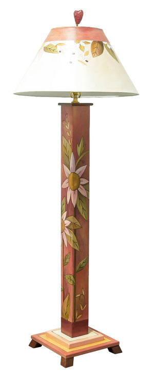 Box Floor Lamp – Sweet and simple red and pink toned floral floor lamp front view