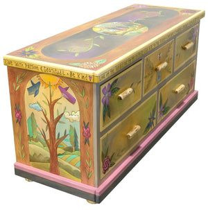 Large Dresser – Classic, romantic floral and tree of life themed dresser design side view