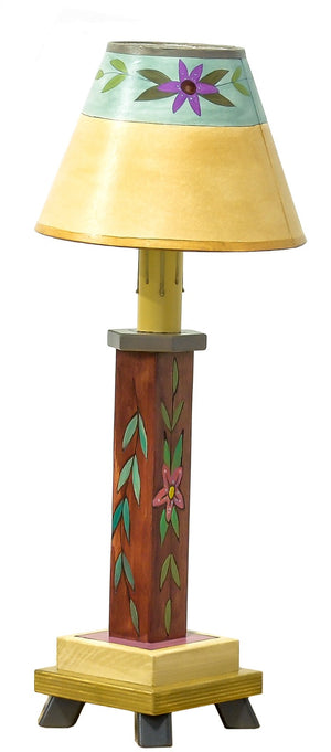 Milled Candlestick Lamp – Sweet and simple floral and vine lamp motif in a classic palette back view