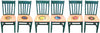 Pops Chair Set – Teal chairs with birch wood seats adorned with coordinating medallion icons main view