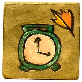 Small Perpetual Calendar Magnet – Alarm clock and an autumn leaf to remind you to turn your clock back for Daylight Saving Time in the fall