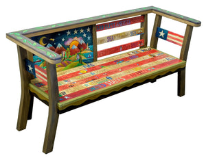 American Flag Loveseat – Our traditional American flag plaque adapted to a loveseat, metal stars and all! main view